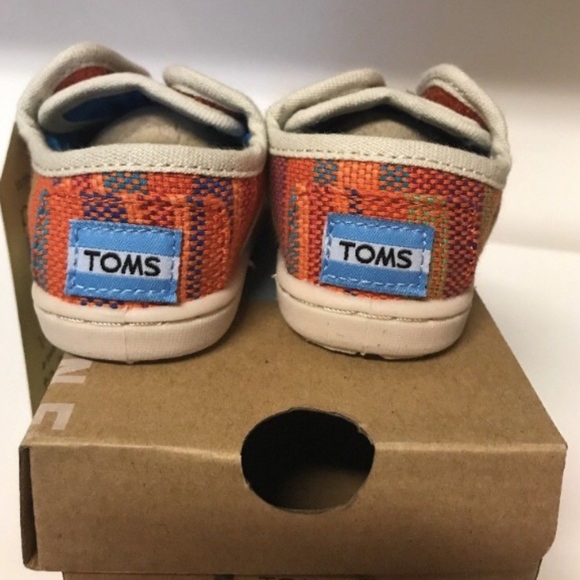TOMS New Tiny Orange Tropic Cordones Toddler Shoes - Picture 4 of 6